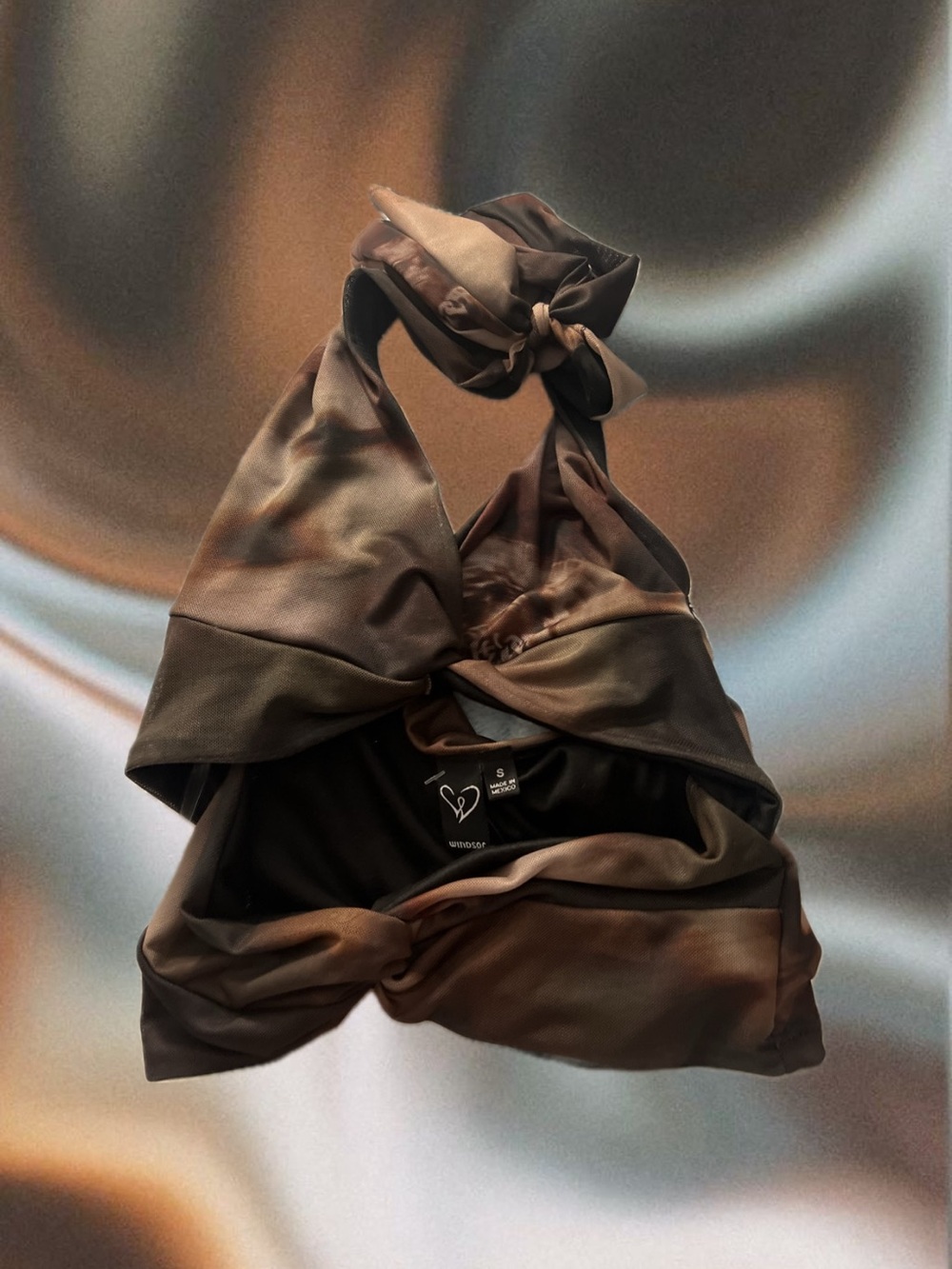 Windsor Twist Front Halter Top in Brown